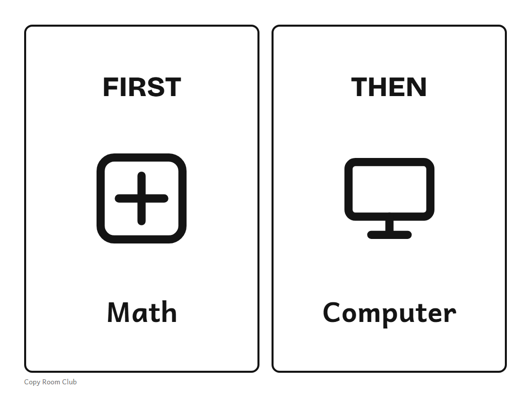 Example of the First Then Board Printable printable