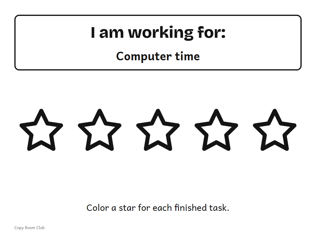 Example of the Token Board Printable printable